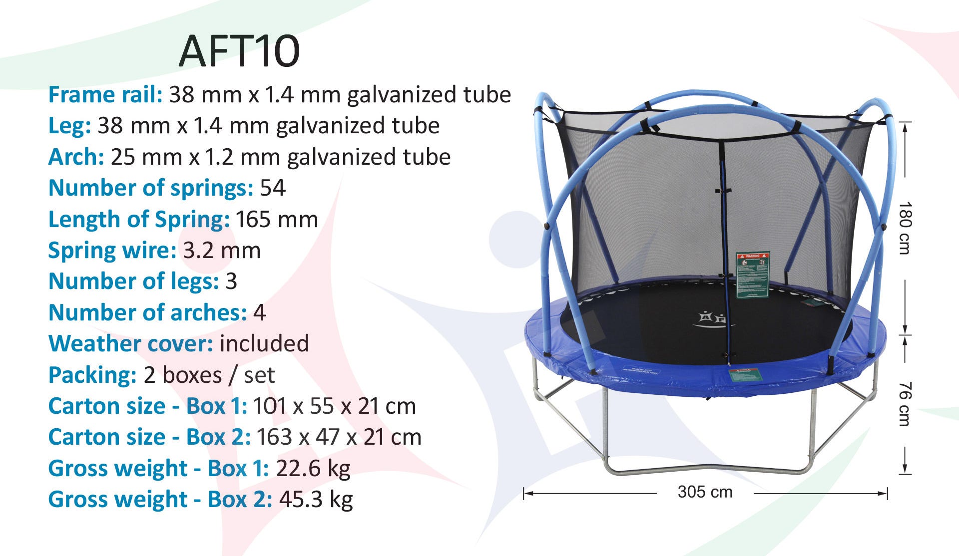 ACTIVE FUN 10FT TRAMPOLINE WITH ENCLOSURE COVER & LADDER
