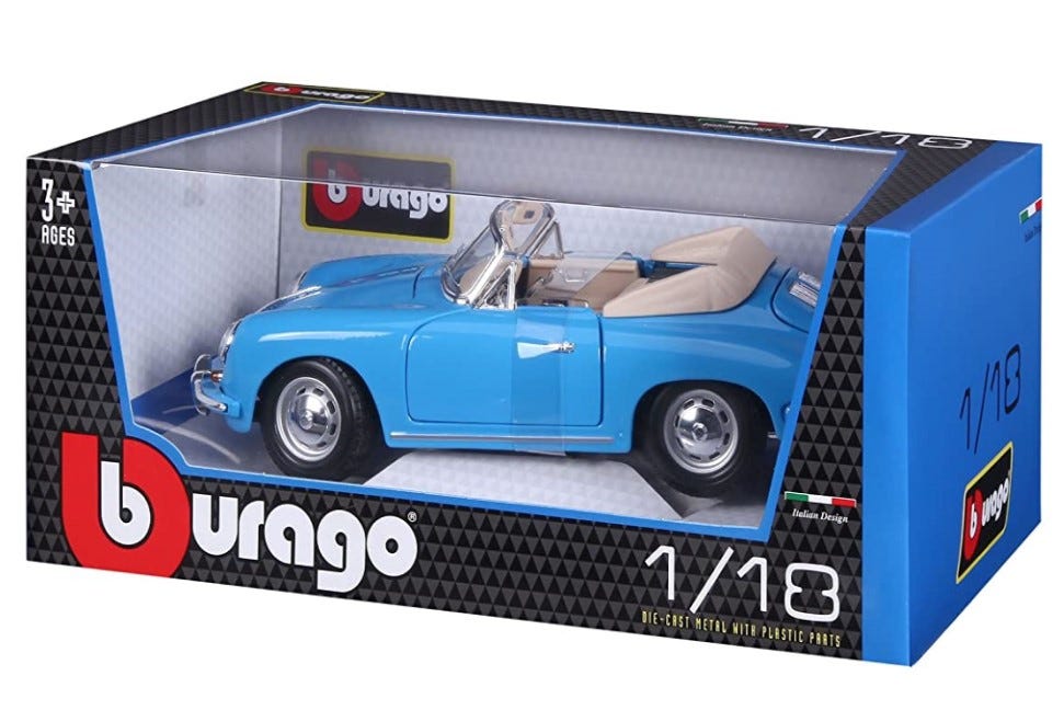 BURAGO 1:18 DIECAST PORSCHE 356B CABRIOLET (1961)