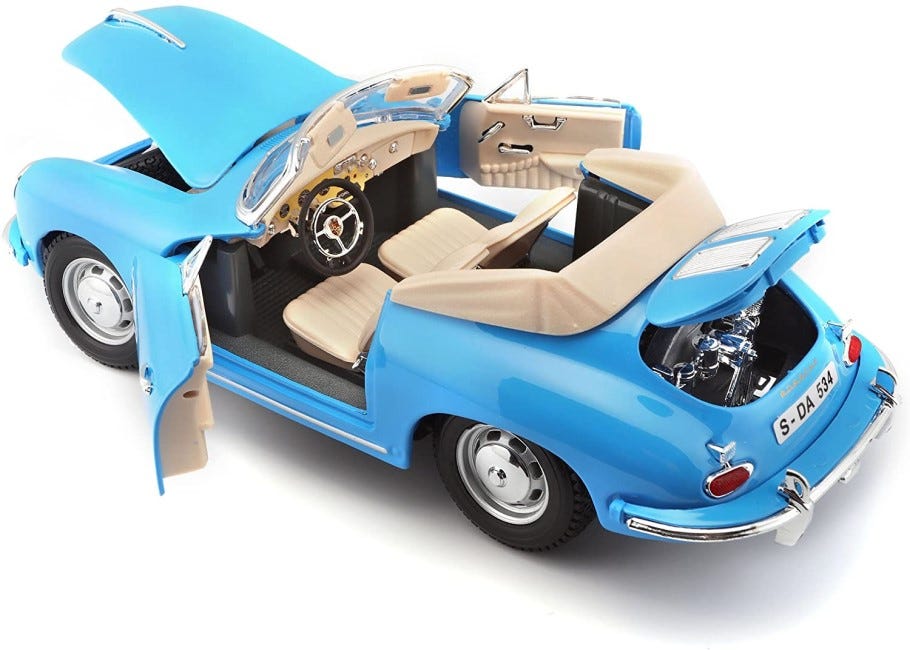 BURAGO 1:18 DIECAST PORSCHE 356B CABRIOLET (1961)