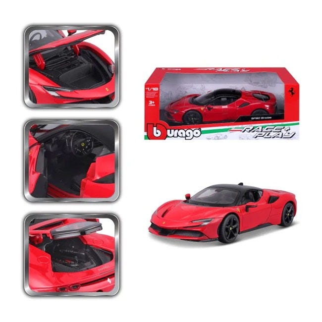 BURAGO 1:18 DIECAST FERRARI SF90XX STRADALE CAR-RED
