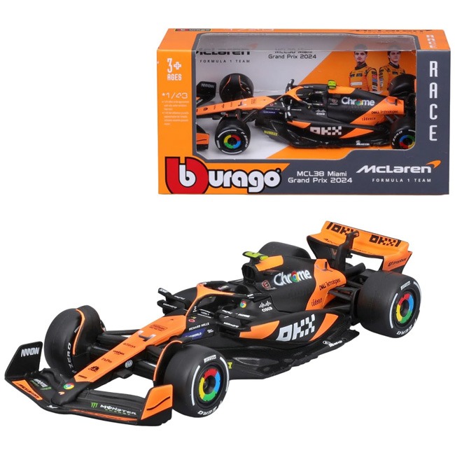 BURAGO 1:43 DIECAST FORMULA ONE MIAMI GP MCLAREN - ORANGE