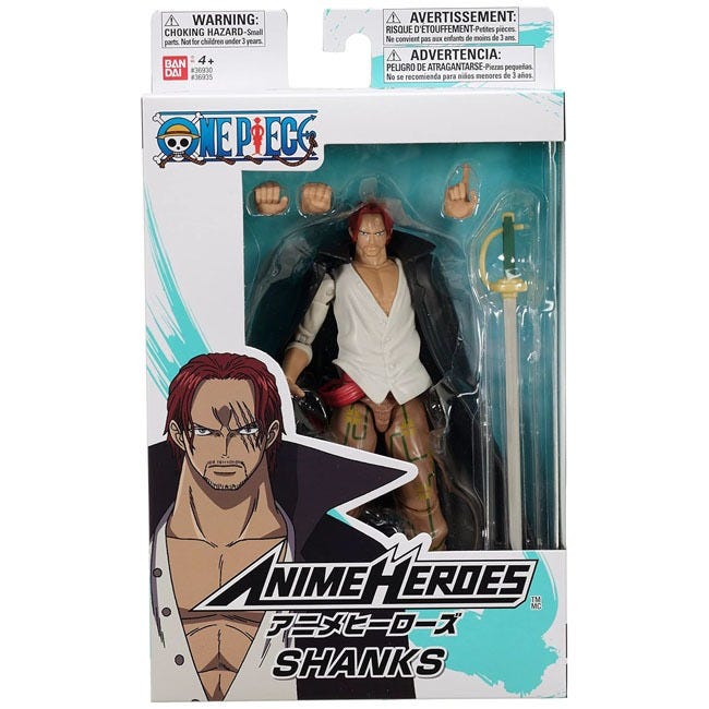 BANDAI ONE PIECE ANIME HEROES 6.5-INCH SHANKS ACTION FIGURE