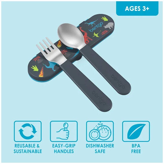 BENTGO  KIDS STAINLESS STEEL UTENSILS SET  DINO