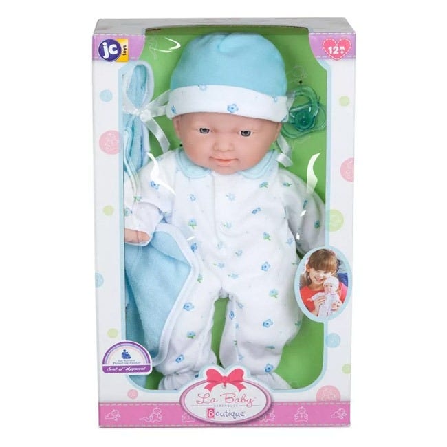 BERENGUER 11-INCH LA BABY - BLUE OUTFIT DOLL
