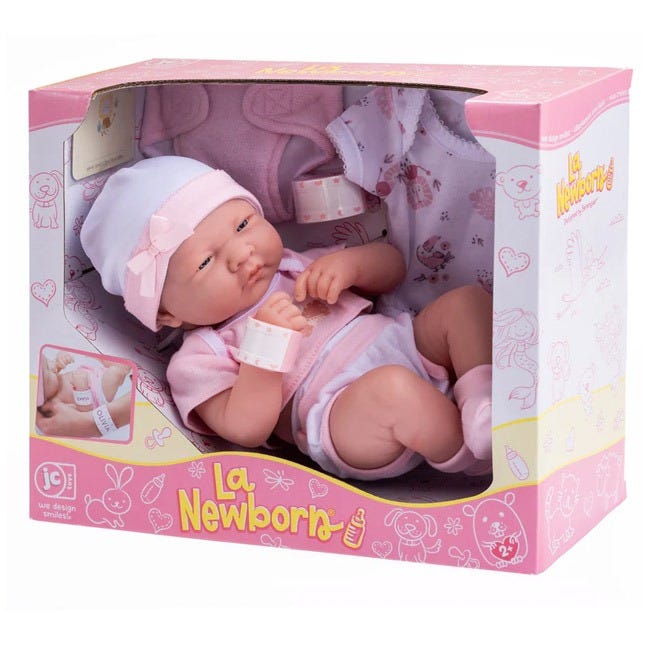 BERENGUER 14-INCH LA NEWBORN DOLL GIFT SET - PINK OUTFIT