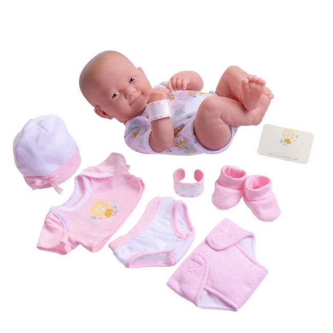 BERENGUER 14-INCH LA NEWBORN DOLL GIFT SET - PINK OUTFIT