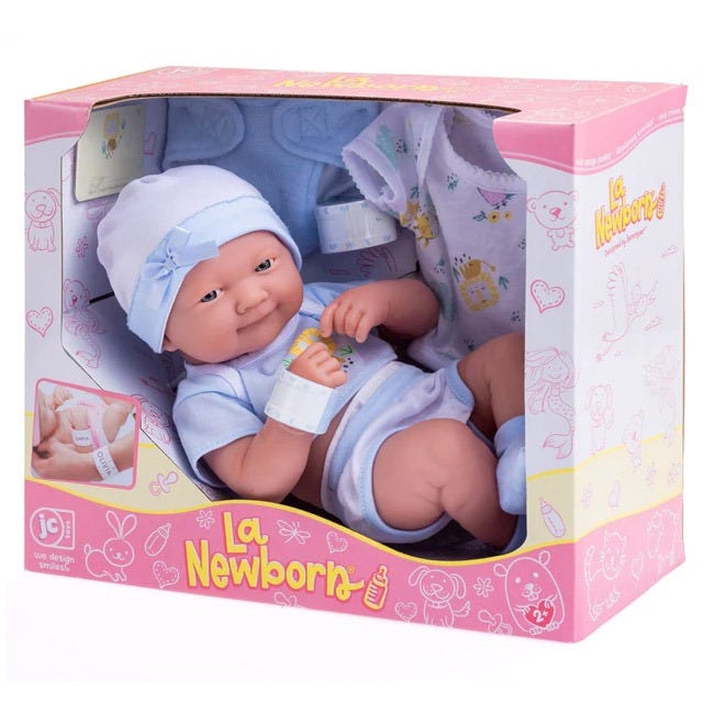 BERENGUER 14-INCH LA NEWBORN DOLL GIFT SET - BLUE OUTFIT