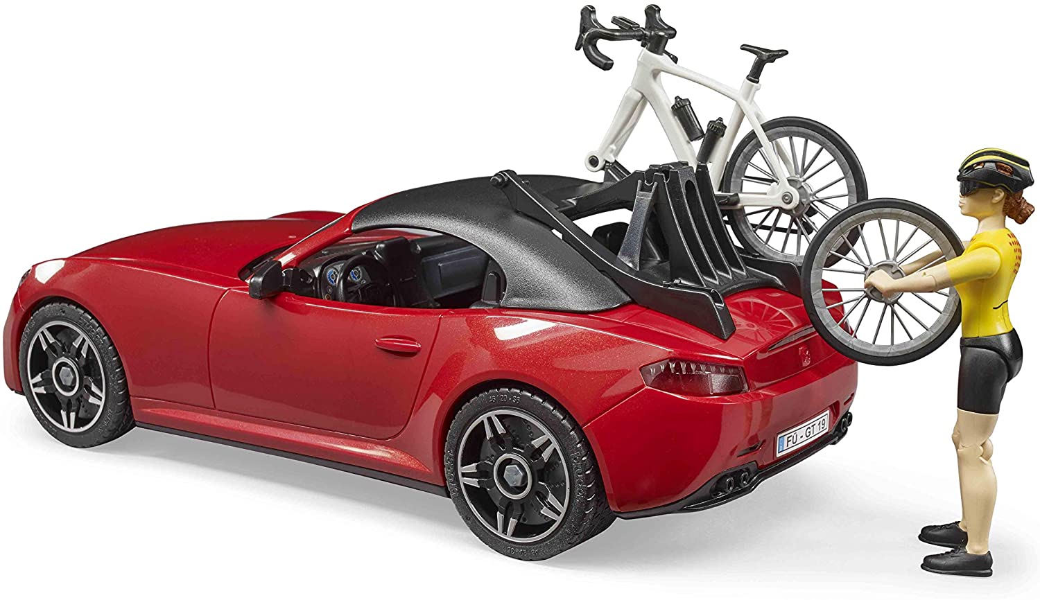 BRUDER ROADSTER WITH 1 ROAD BIKE & CYCLIST