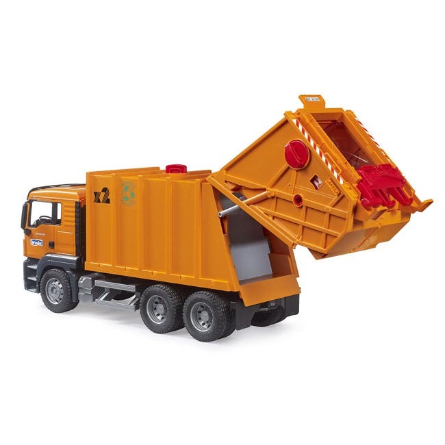 BRUDER CITY SERVICE GARBAGE LOADING TRUCK-ORANGE