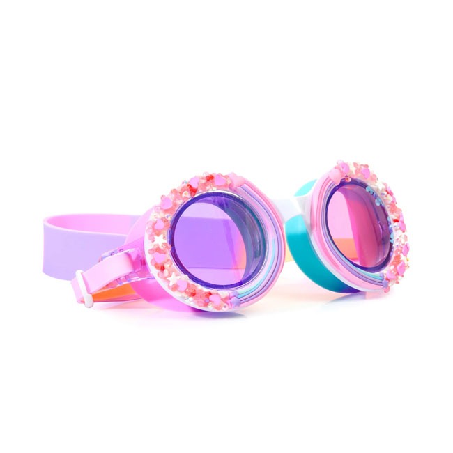 Bling2O Cup Cake Blueberry swimming goggles with cupcake-inspired design, blue tones, and glitter accents. Features anti-fog, UV-protected lenses and a soft silicone frame, perfect for kids who love sweet and stylish swim gear.
