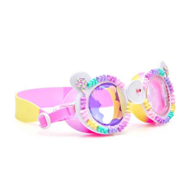 Bling2O Gummy Lollipop swimming goggles with a vibrant lollipop design, UV-protected anti-fog lenses, and soft silicone frame. Adjustable strap for a secure fit, perfect for kids who want fun and comfort at the pool or beach.
