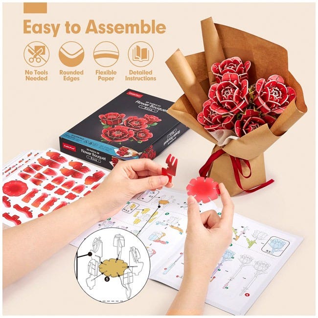 CUBICFUN 3D PUZZLE ROSE FLOWER BOUQUET - 312 PCS PUZZLE