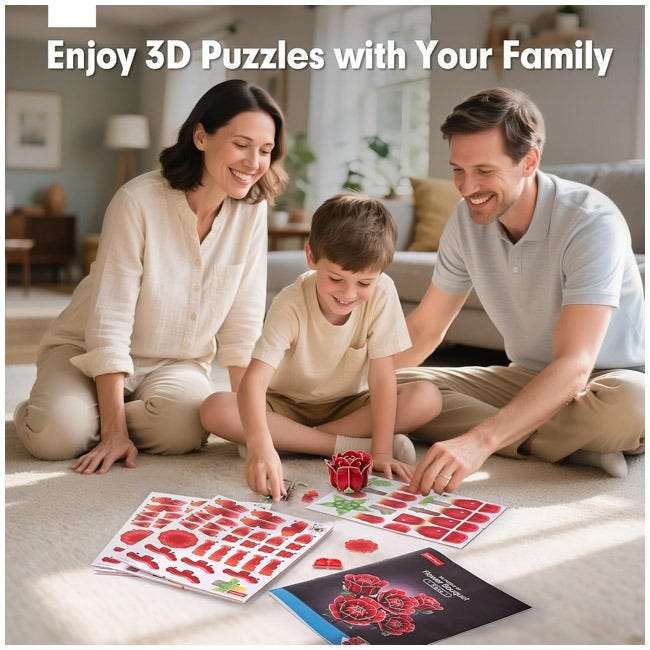 CUBICFUN 3D PUZZLE ROSE FLOWER BOUQUET - 312 PCS PUZZLE