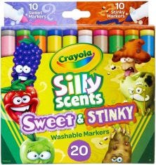 CRAYOLA 20 CT SILLY SCENTS SWEET & STINKY WASHABLE MARKERS