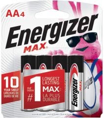 ENERGIZER MAX AA 4PC BATTERY PACK