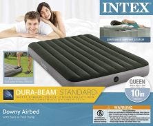 INTEX QUEEN DURA-BEAM DOWNY AIRBED WITH FOOT BIP