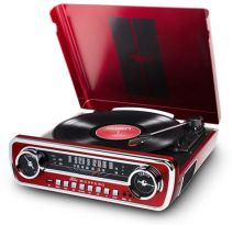 ION AUDIO MUSTANG LP RED 4 IN 1 CLASSIC TURNTABLE