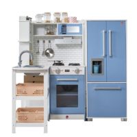 PLUM PENNE PANTRY WOODEN CORNER KITCHEN WITH  FRIDGE - BERRY