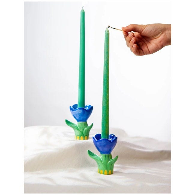 DOIY CANDLE HOLDER BLOOM BLUE