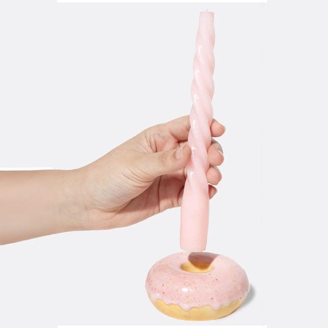 DOIY CANDLE HOLDER FAST FOOD DONUT PINK