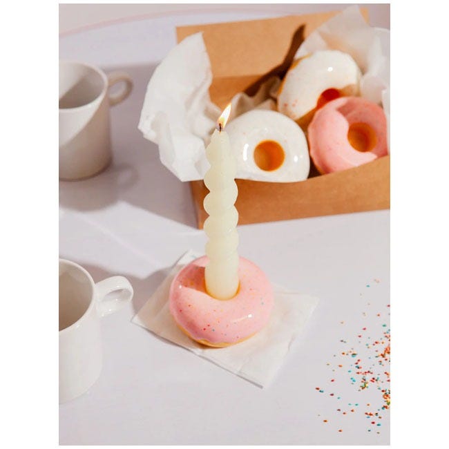 DOIY CANDLE HOLDER FAST FOOD DONUT PINK