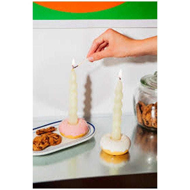 DOIY CANDLE HOLDER FAST FOOD DONUT PINK