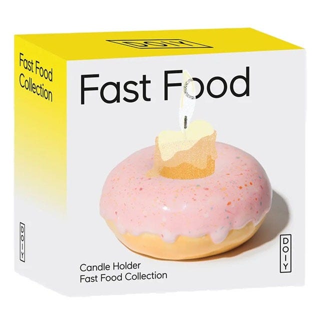 DOIY CANDLE HOLDER FAST FOOD DONUT PINK