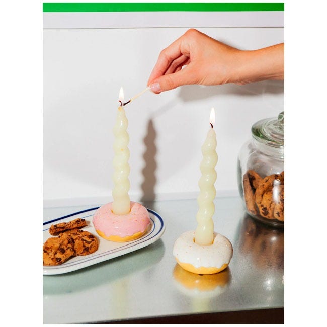 DOIY CANDLE HOLDER FAST FOOD DONUT WHITE