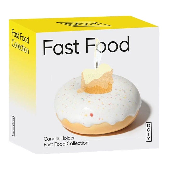 DOIY CANDLE HOLDER FAST FOOD DONUT WHITE