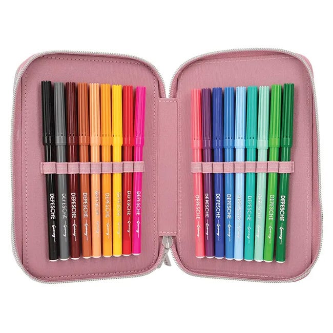 TOP MODEL TRIPLE PENCIL CASE GLITTER QUEEN