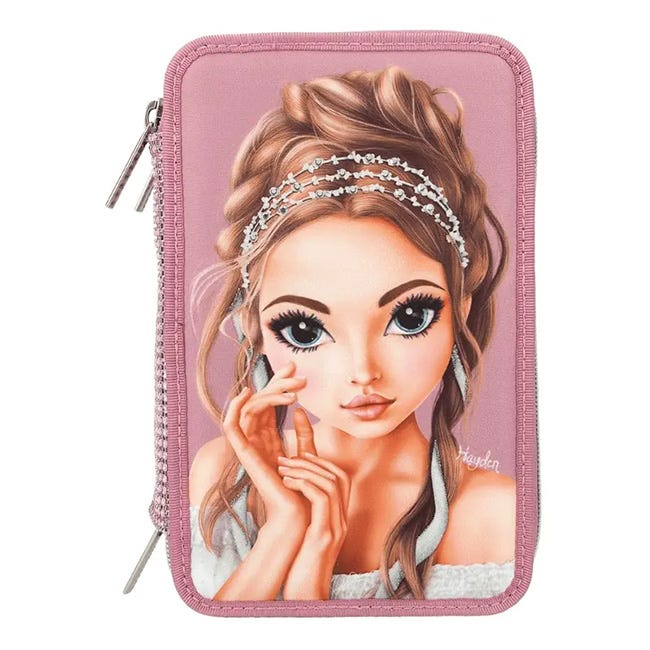 TOP MODEL TRIPLE PENCIL CASE GLITTER QUEEN