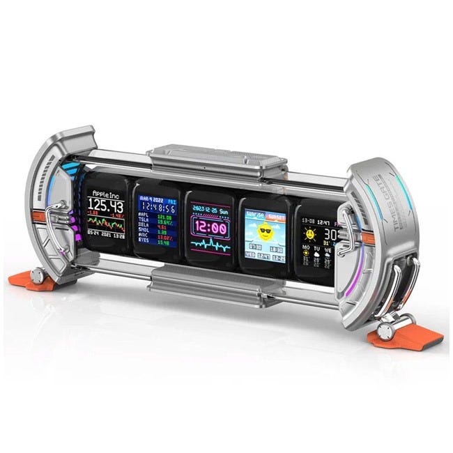 DIVOOM TIMES GATE PIXEL ART INFORMATIVE CYBERPUNK DIGI SILVER