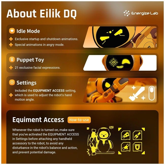 EILIK DESKTOP COMPANION ROBOT DQ ORANGE