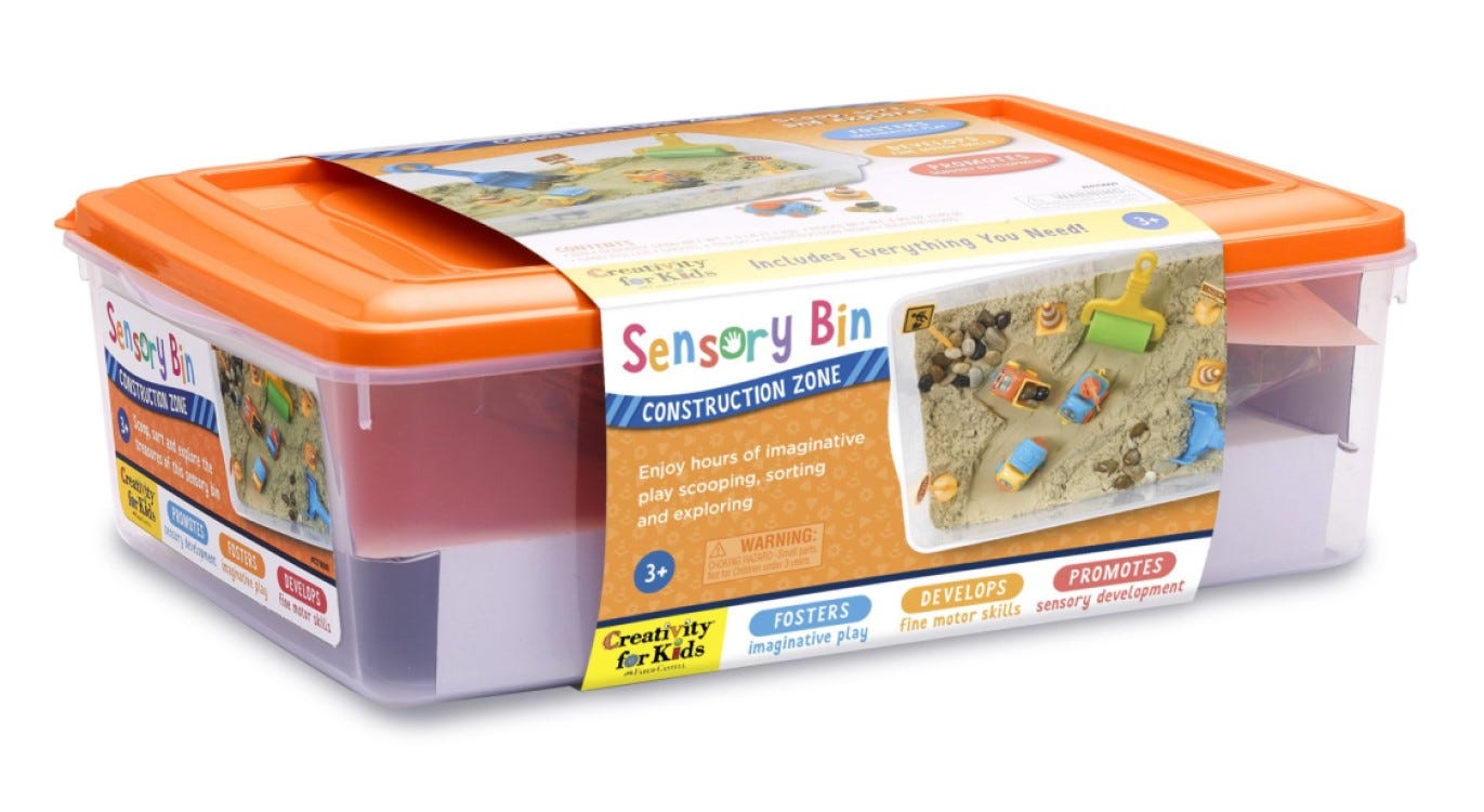 CREATIVITY FOR KIDS SENSORY BIN CONSTRUCTION ZONE