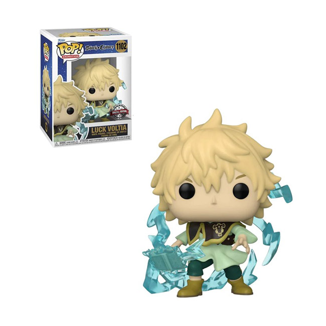 Funko Pop Animation Black Clover Luck Voltia vinyl figure featuring energetic Magic Knight with dynamic pose and stylized design, perfect anime collectible for fans, manga lovers, and display collections.
