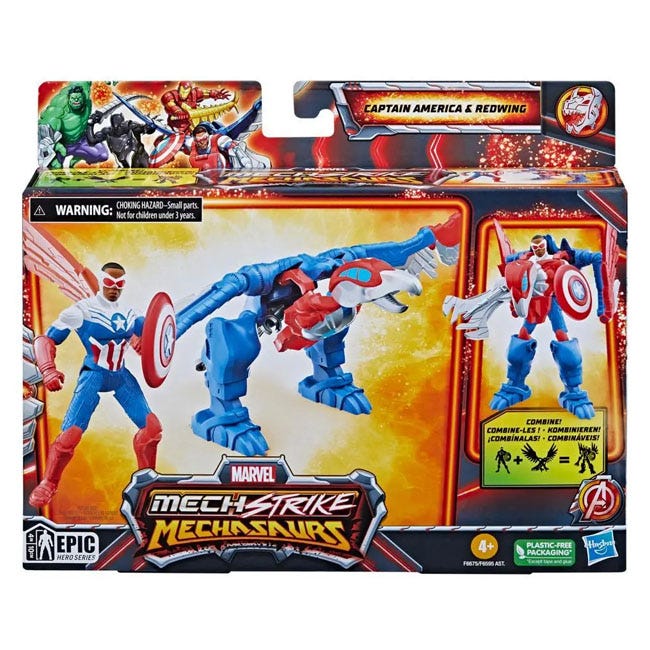 HASBRO MARVEL MECH STRIKE MECHASAURS CAPTAIN AMERICA REDWING