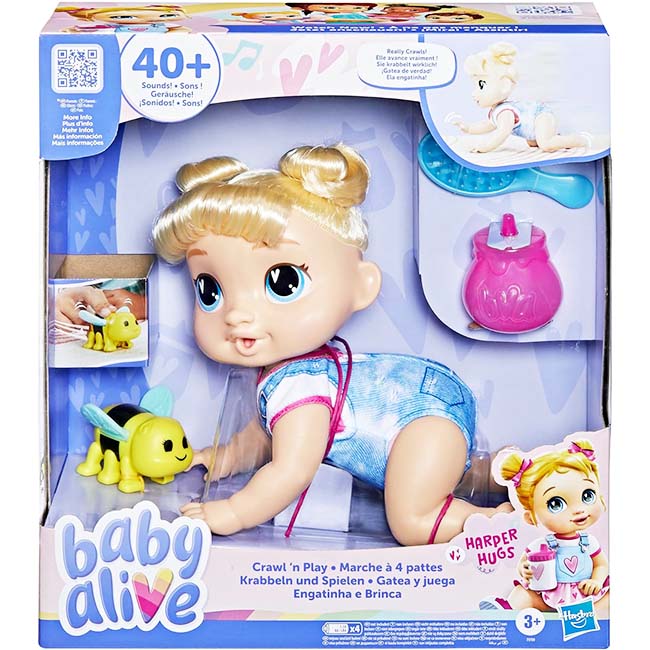 BABY ALIVE CRAWL N PLAY HARPER HUGS BABY DOLL PLAYSET