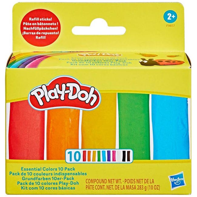 PLAY-DOH ESSENTIAL COLORS 10 PACK OF REFILL STICKS