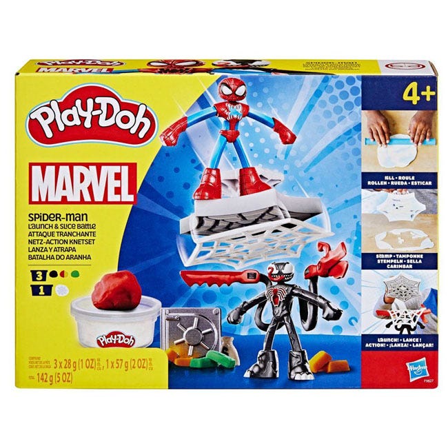 PLAYDOH MARVEL SPIDERMAN LAUNCH AND SLICE BATTLE PLAYSET