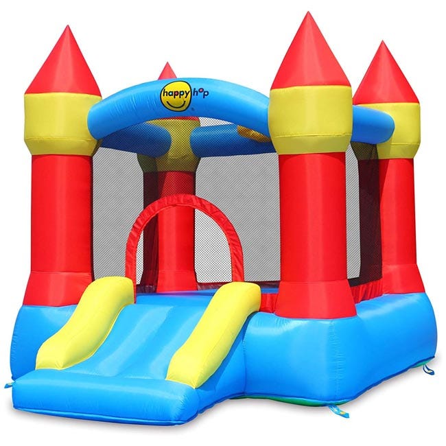 HAPPY HOP BOUNCY CASTLE WITH SLIDE AND HOOP