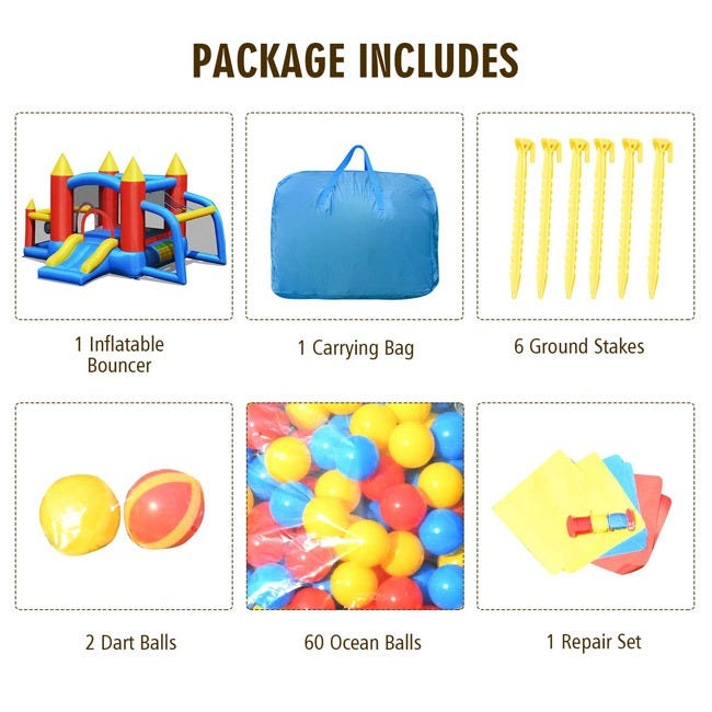 HAPPY HOP INFLATABLE BOUNCE HOUSE WITH SLIDE SOCCER GOAL