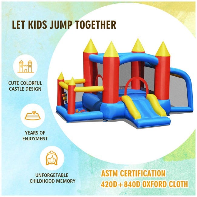 HAPPY HOP INFLATABLE BOUNCE HOUSE WITH SLIDE SOCCER GOAL