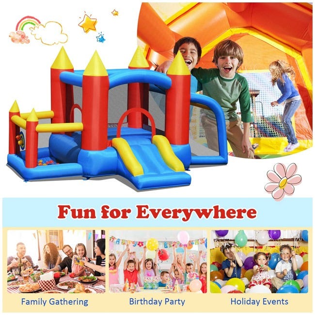 HAPPY HOP INFLATABLE BOUNCE HOUSE WITH SLIDE SOCCER GOAL