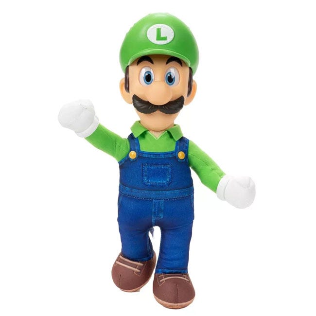 SUPER MARIO NINTENDO MOVIE PLUSH 15 INCH LUIGI