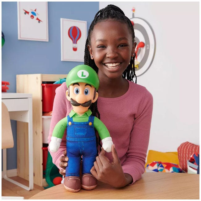 SUPER MARIO NINTENDO MOVIE PLUSH 15 INCH LUIGI