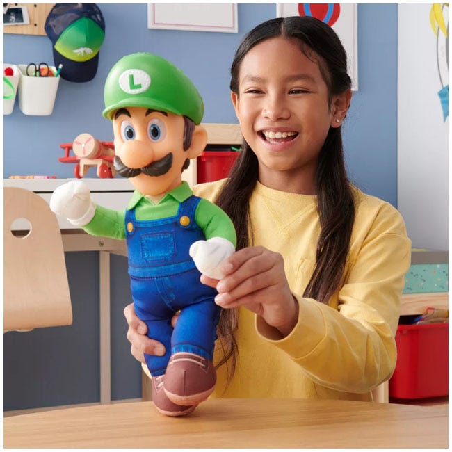 SUPER MARIO NINTENDO MOVIE PLUSH 15 INCH LUIGI