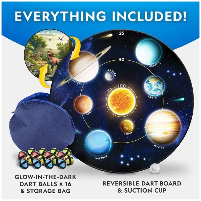NATIONAL GEOGRAPHIC GLOW-IN-THE-DARK DARTBOARD GAME SET
