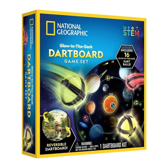 NATIONAL GEOGRAPHIC GLOW-IN-THE-DARK DARTBOARD GAME SET