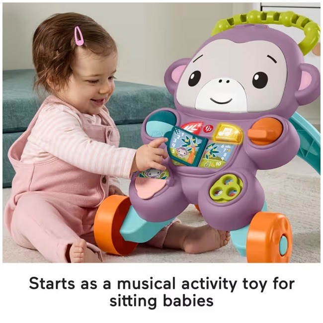 FISHER PRICE LEARN WITH ME PURPLE MONKEY WALKER