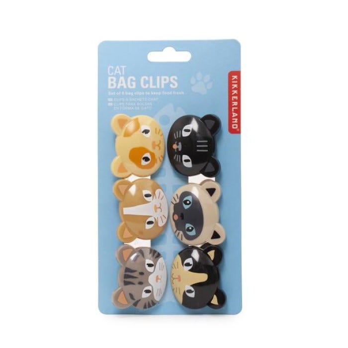 KIKKERLAND CAT BAG CLIPS SET OF 6